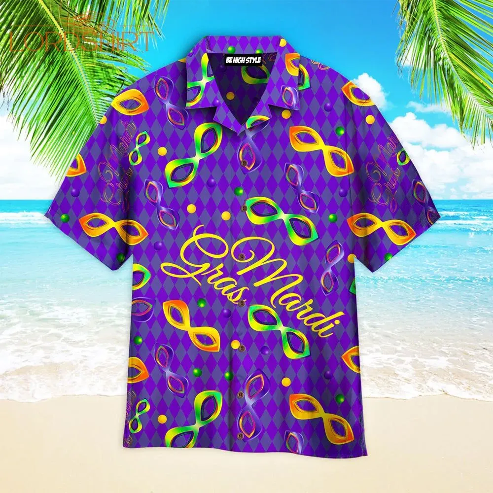 Purple Mardi Gras Pattern Aloha Hawaiian Shirt