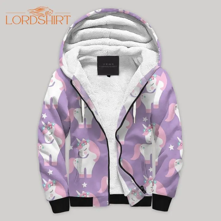 Purple Unicorn Fleece Zip Hoodie All Over Print