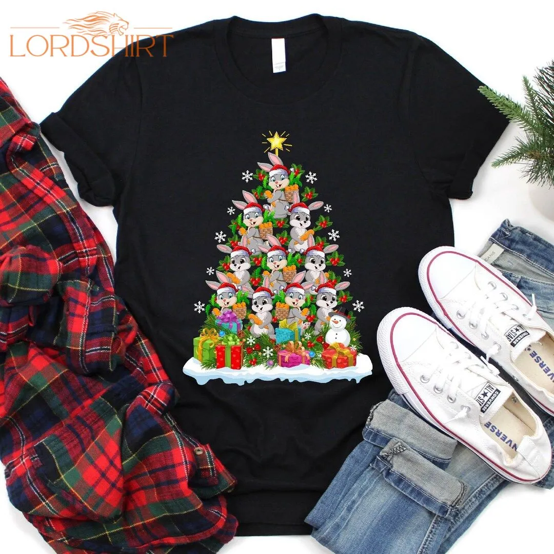 Rabbit Christmas Tree T-shirt For Men Women Kids Rabbit