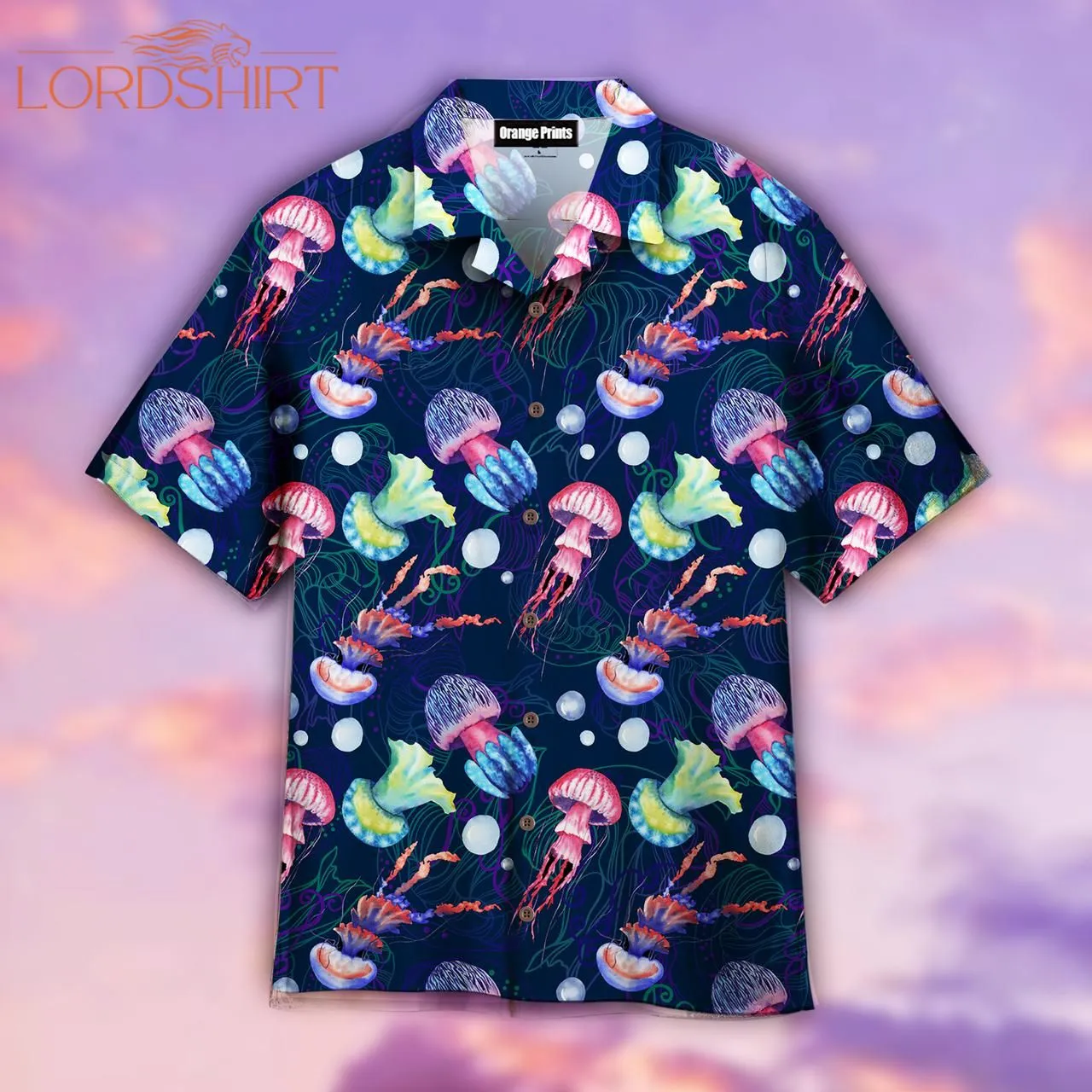 Rainbow Jellyfish Pattern Hawaiian Shirt