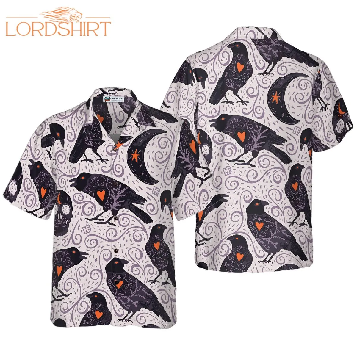 Raven And Skull Halloween Hawaiian Shirt