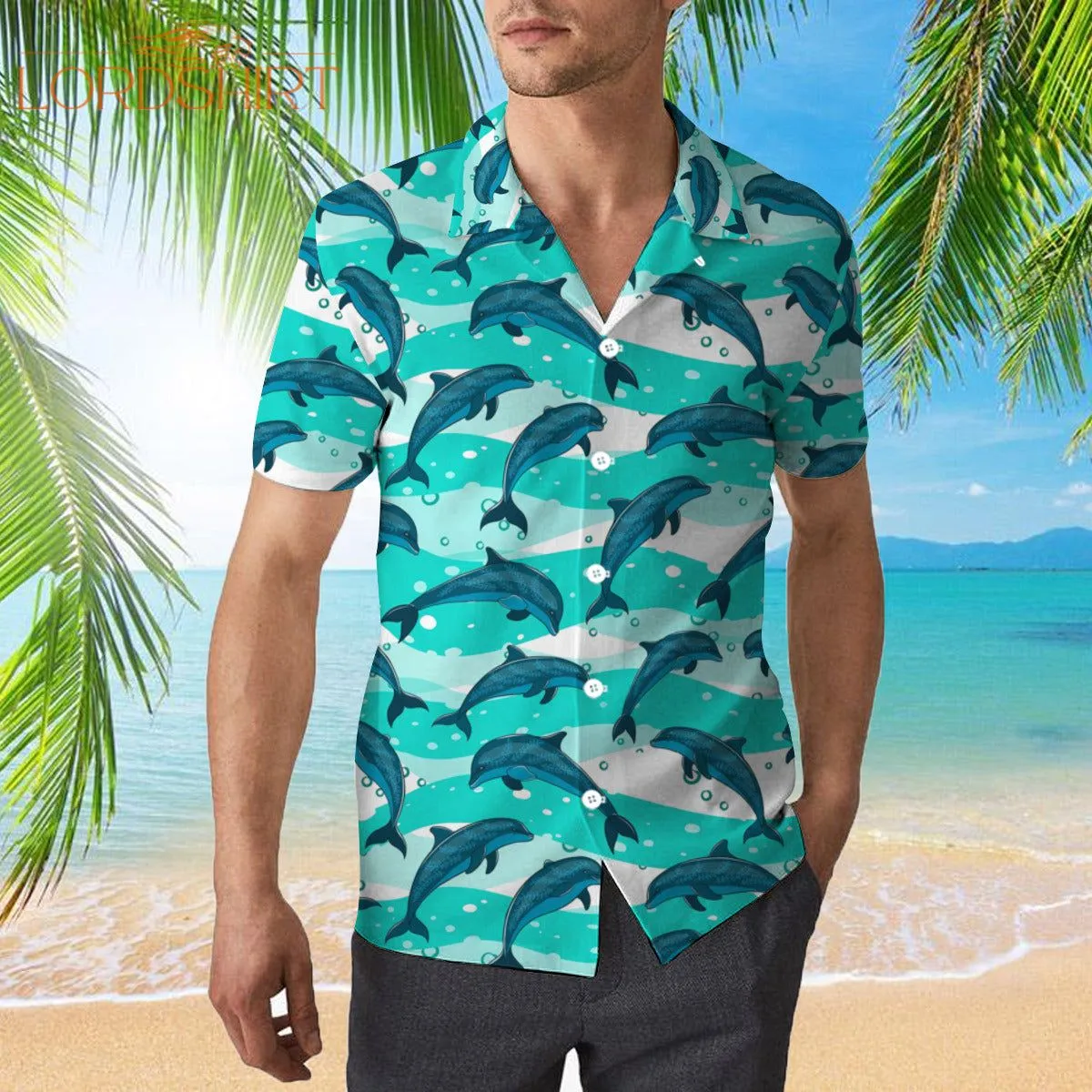 Realistic Dolphins In The Sea Hawaiian Shirt