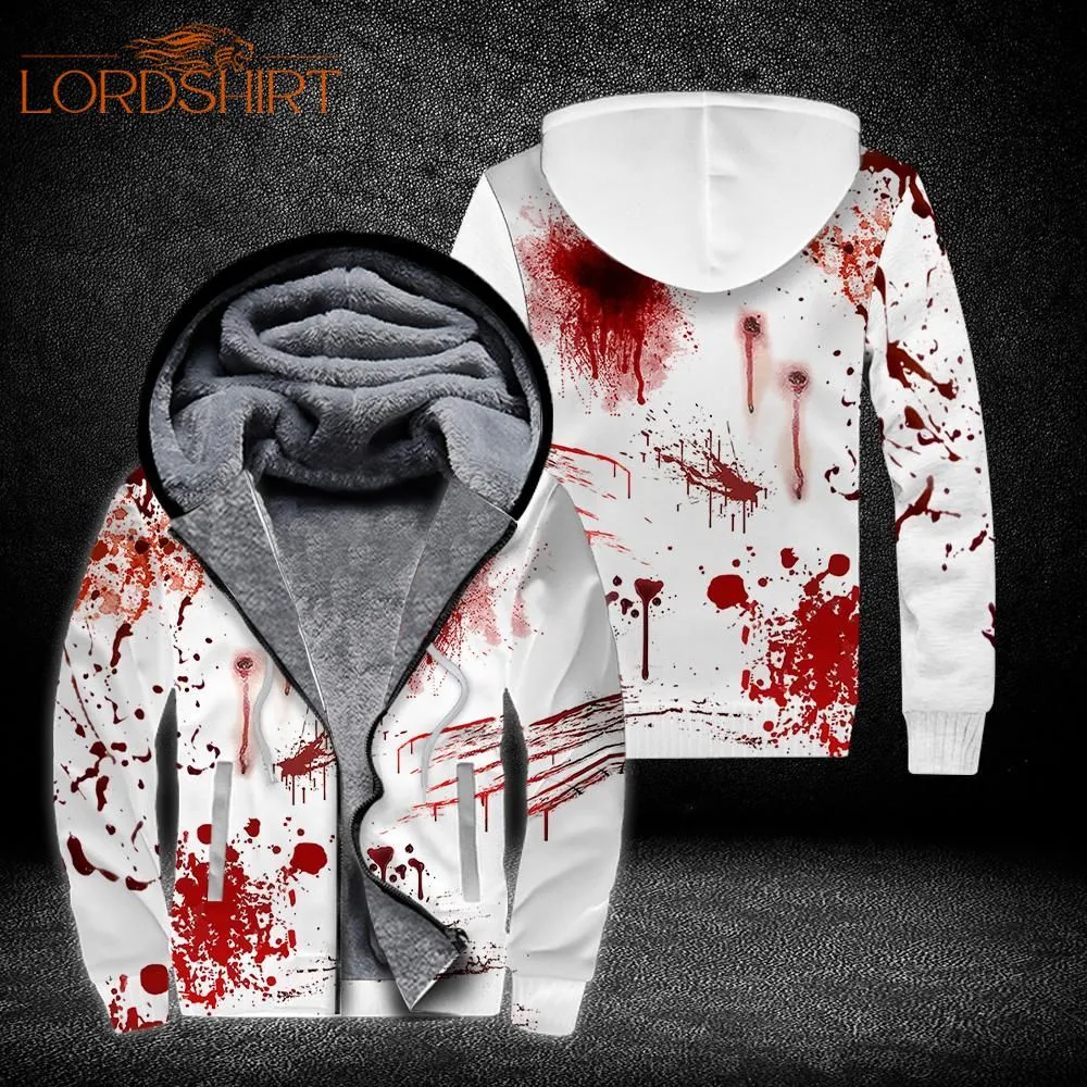 Red Blood Happy Halloween Fleece Zip Hoodie All Over Print