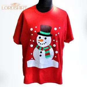 Red Christmas T Shirt Snowmen Vintage Tees Unisex Men Women