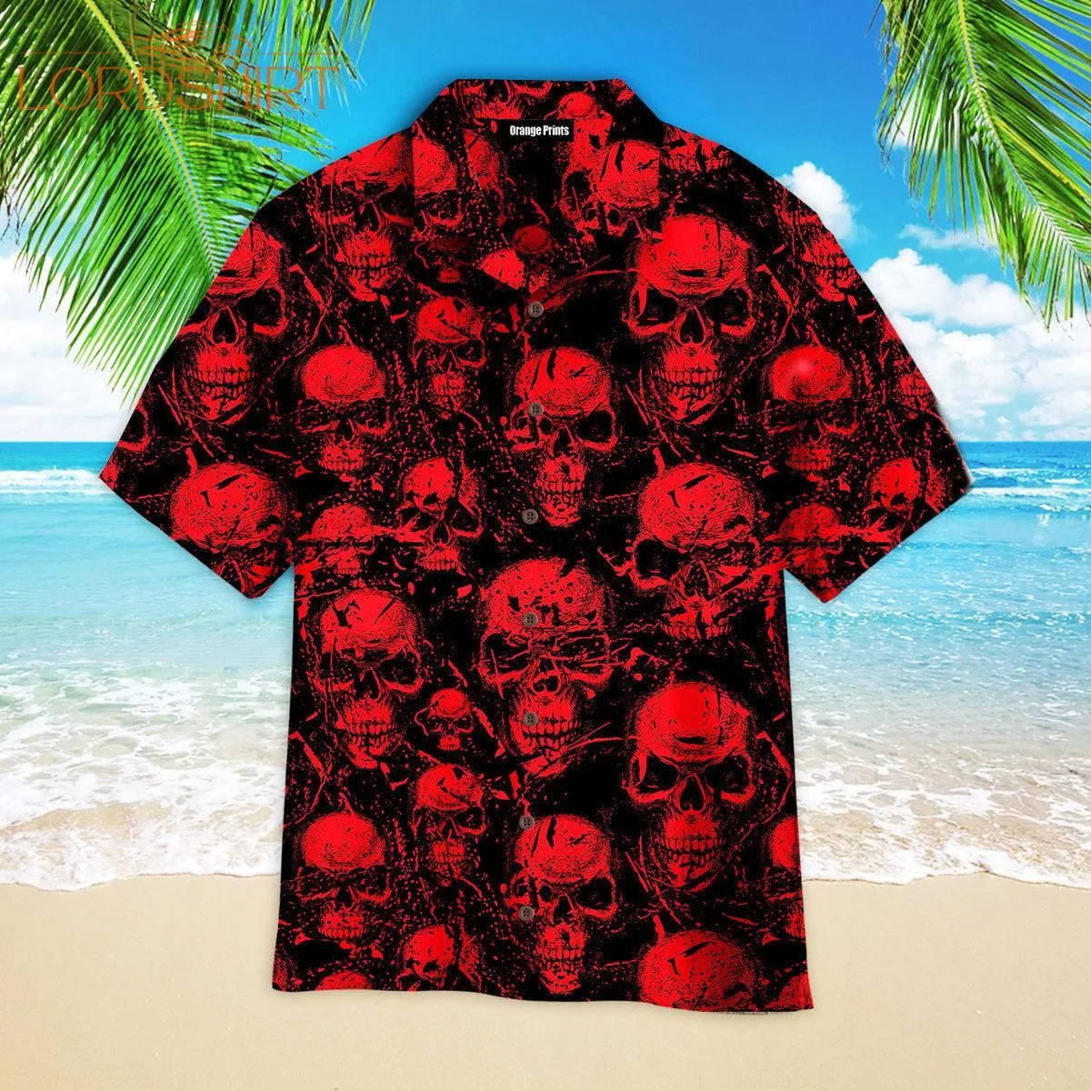 Red Horor Skull Halloween Hawaiian Shirt