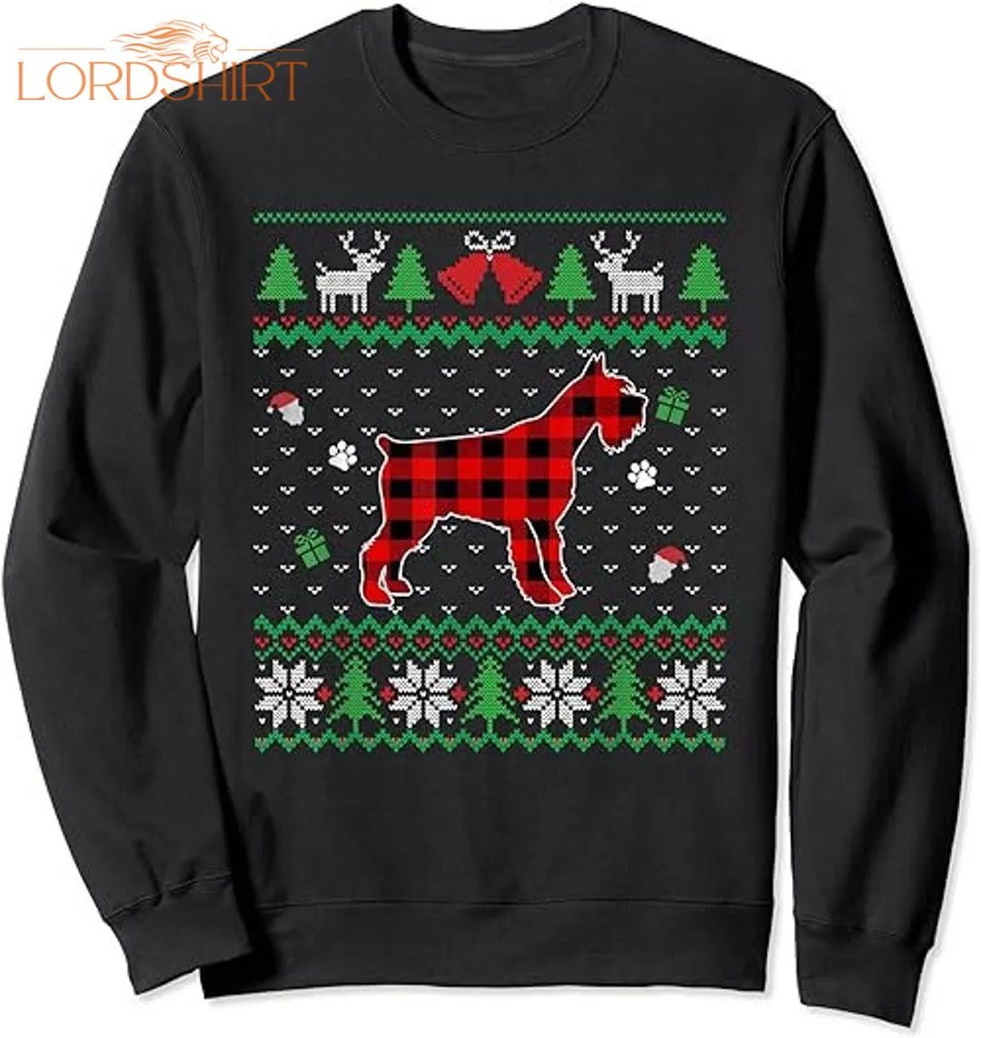 Red Plaid Schnauzer Funny Ugly Christmas Sweater Dog Lover