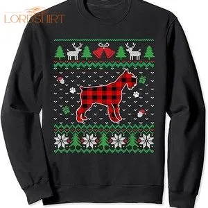 Red Plaid Schnauzer Funny Ugly Christmas Sweater Dog Lover