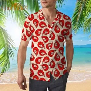 Red Shrimps Pattern Hawaiian Shirt