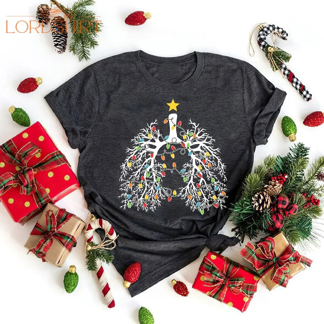 Respiratory Therapist Lung Christmas Shirt Therapy RT Nurse