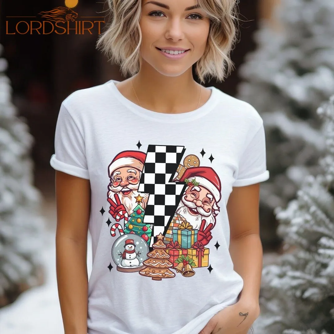 Retro Christmas T-shirt Santa Rocks Vintage Shirt Gift