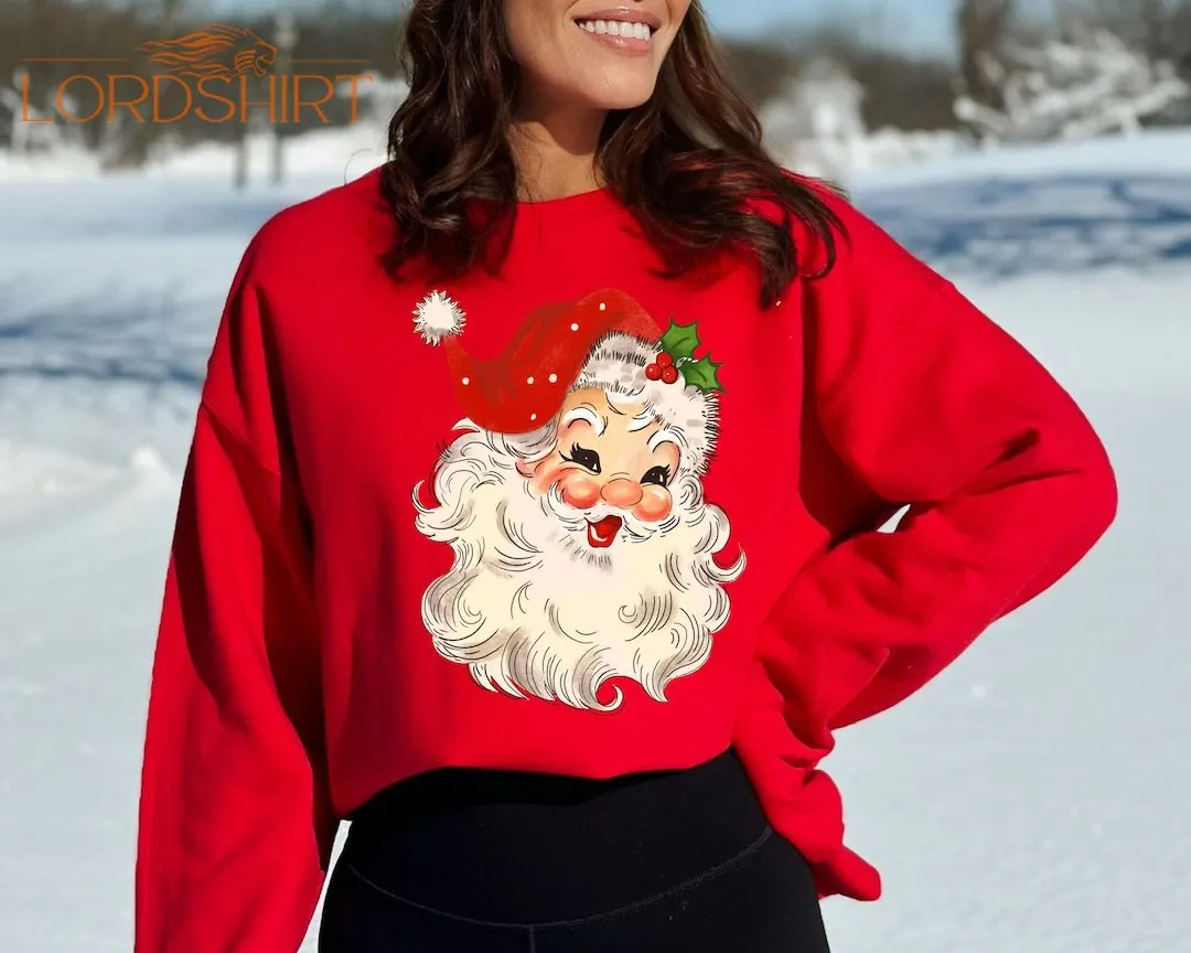 Retro Santa Sweatshirt Vintage Santa Hoodie Retro Christmas