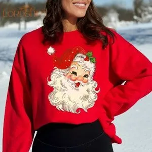 Retro Santa Sweatshirt Vintage Santa Hoodie Retro Christmas