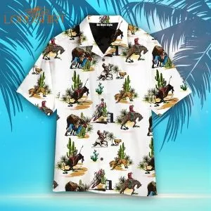 Rodeo Cowboy White Aloha Hawaiian Shirt