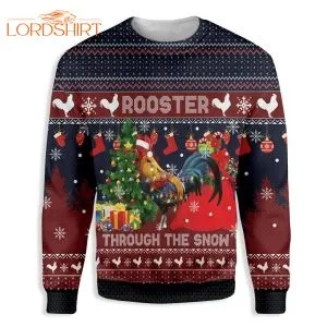 Rooster Through The Snow Ugly Christmas Sweater