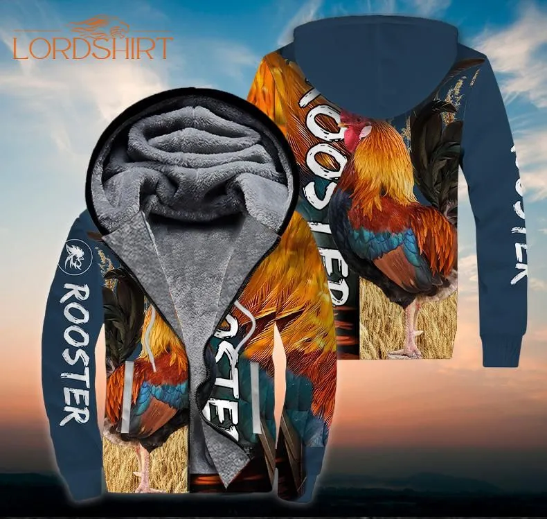 Rooster Wheat Field Fleece Zip Hoodie All Over Print