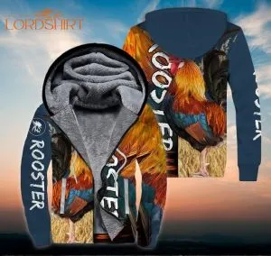 Rooster Wheat Field Fleece Zip Hoodie All Over Print