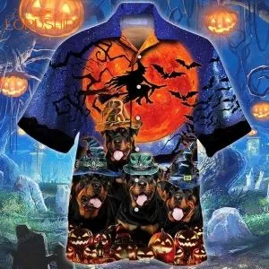 Rottweiler Dog Lovers Halloween Night Hawaiian Shirt