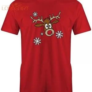 Rudolph Schneeflocken Weihnachten Herren T-shirt