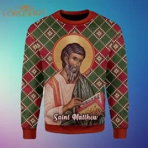 Saint Matthew Reading Book Gift For Christmas Ugly Christmas Sweater