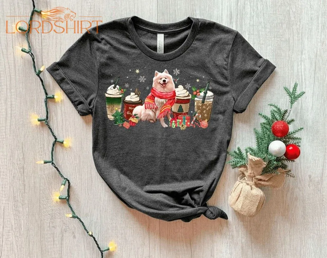 Samoyed Christmas Dog Shirt Gingerbread Christmas Coffee