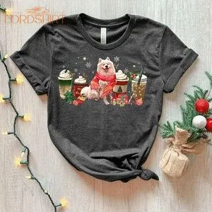 Samoyed Christmas Dog Shirt Gingerbread Christmas Coffee