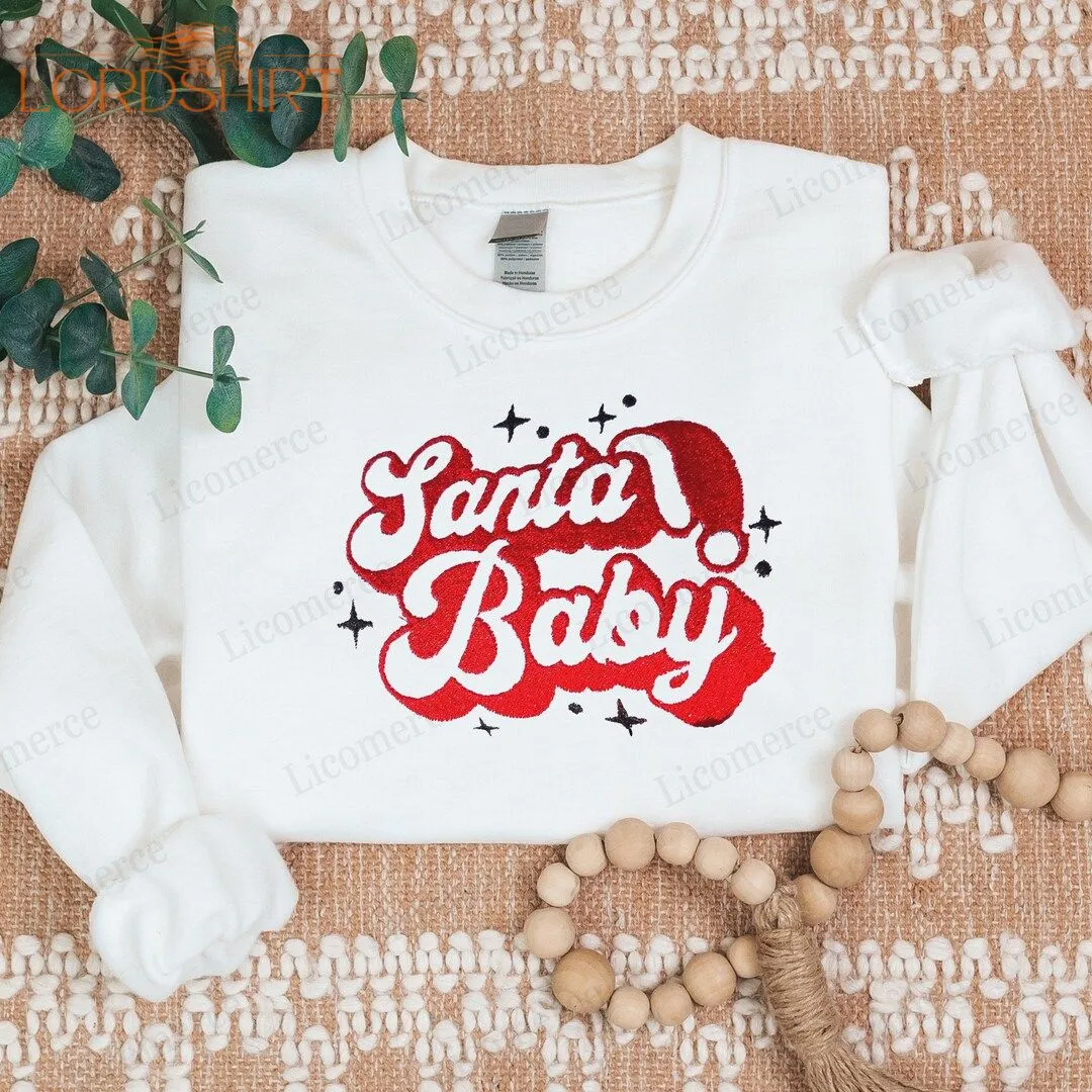 Santa Baby Christmas Embroidered Sweatshirt Retro Christmas