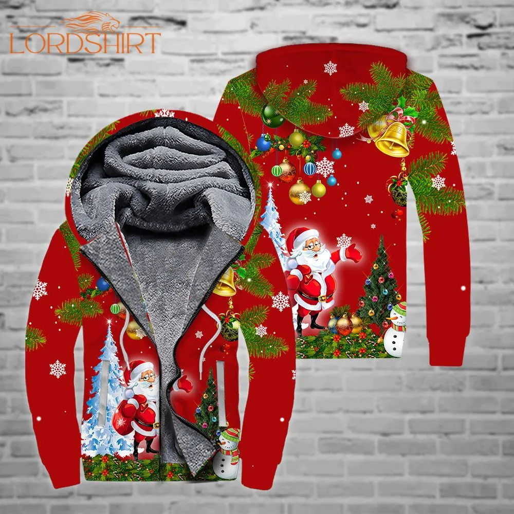 Santa Claus Christmas Fleece Zip Hoodie All Over Print