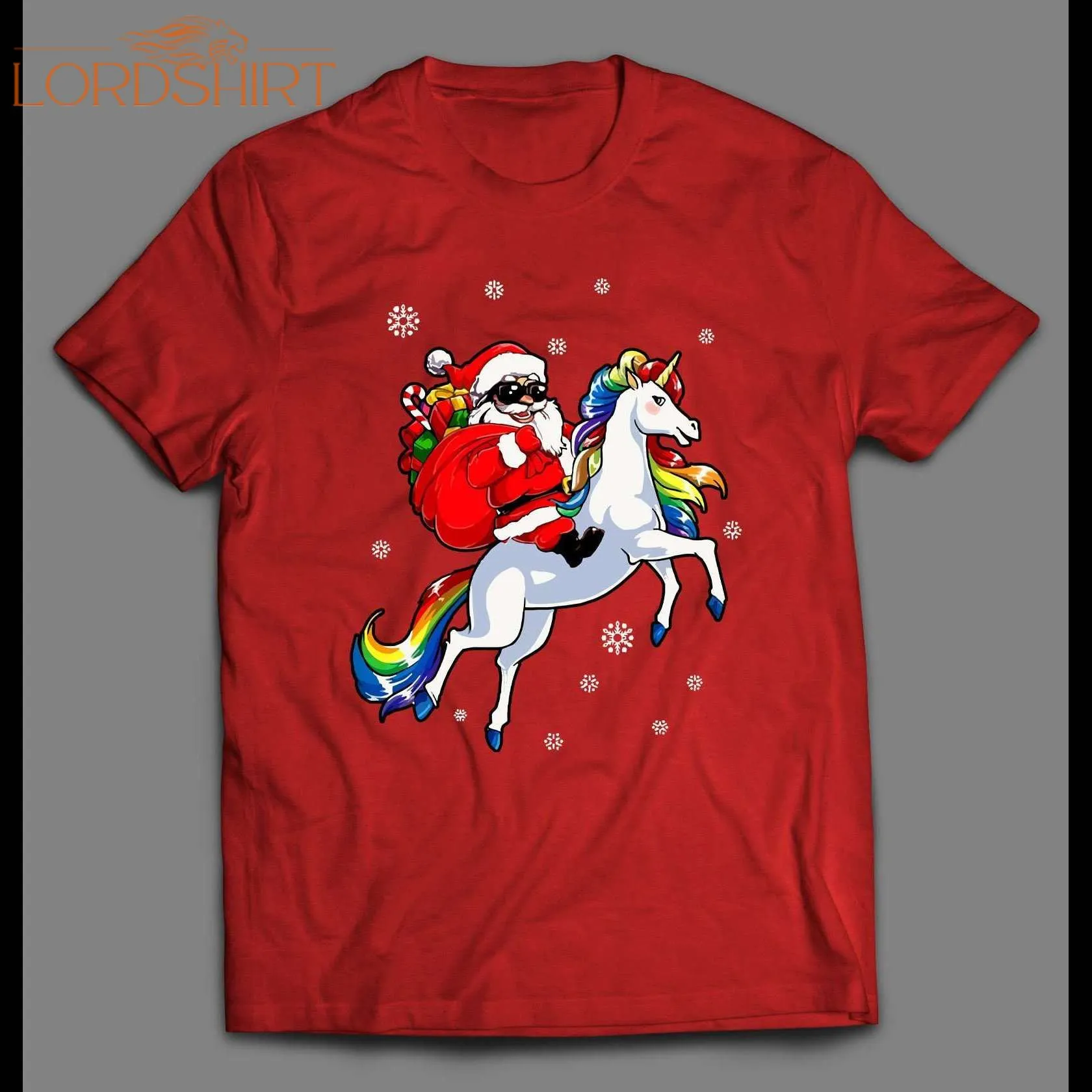 Santa Claus On A Unicorn High Quality Christmas Shirt