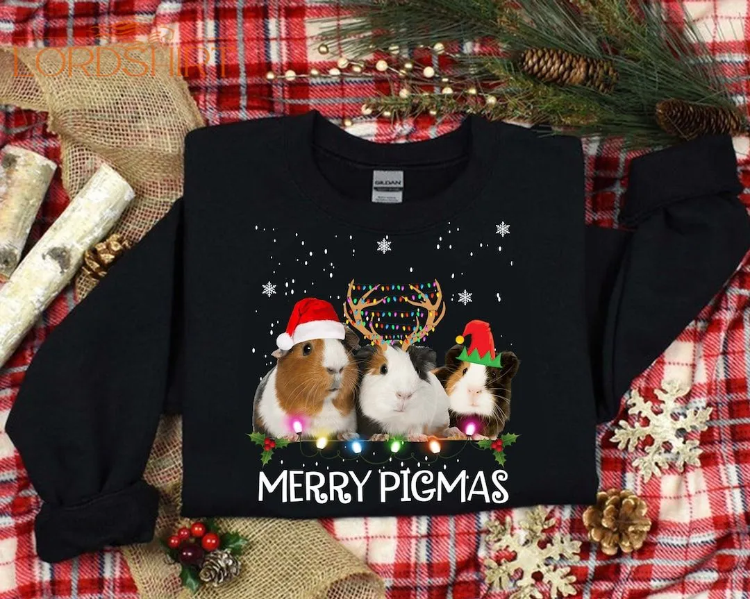 Santa Guinea Pigs Christmas Sweatshirt Guinea Pig Lover