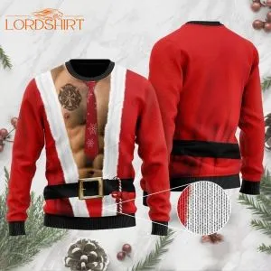 Santa Half Naked Ugly Christmas Sweater