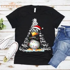 Santa Hat Penguin Light Christmas T-shirt For Men Women