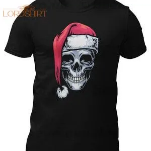 Santa Hat Skull T-shirt Mens Ladies Kids Christmas