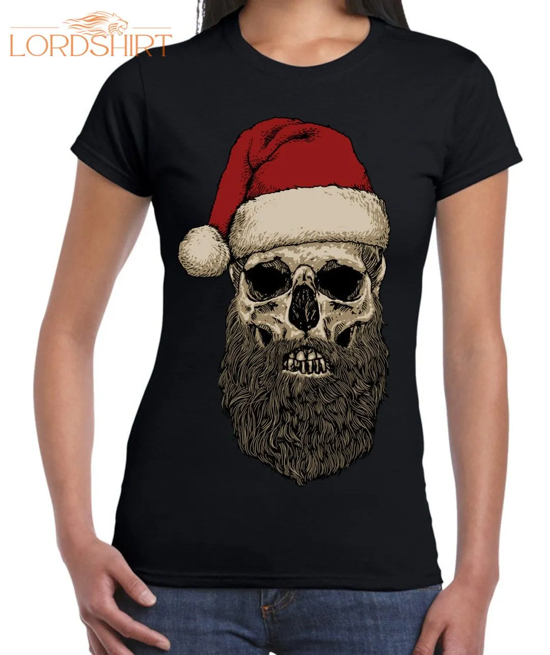 Santa Hipster Beard Women's Christmas T-shirt Santa