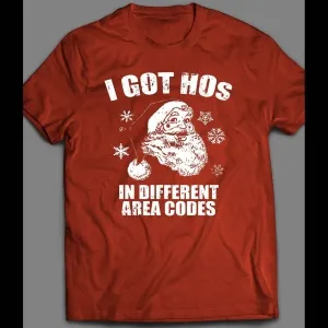 Santa I Got Hos In Different Area Codes Christmas Full Front Print Shirt