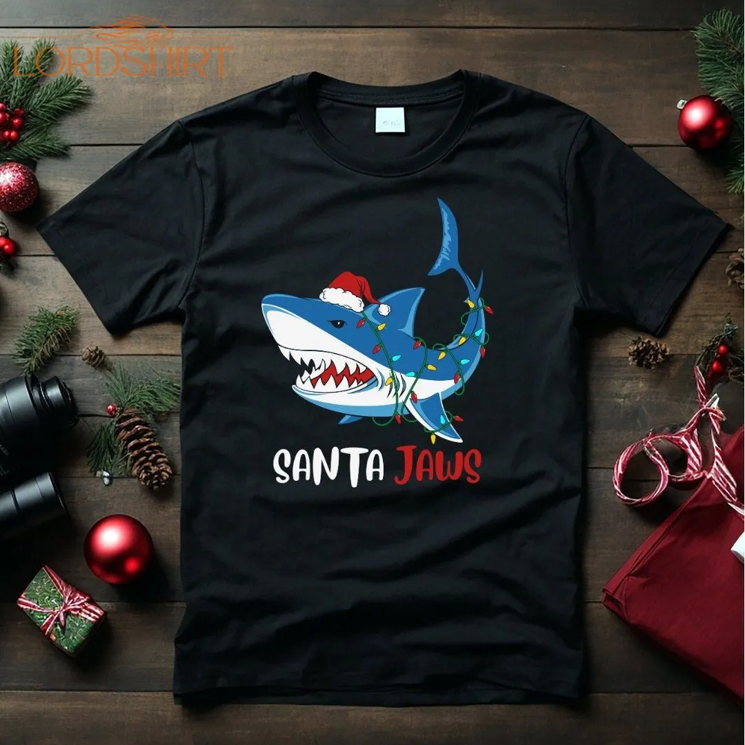 Santa Jaws Shirt Cute Shark Christmas Shirt Funny Christmas