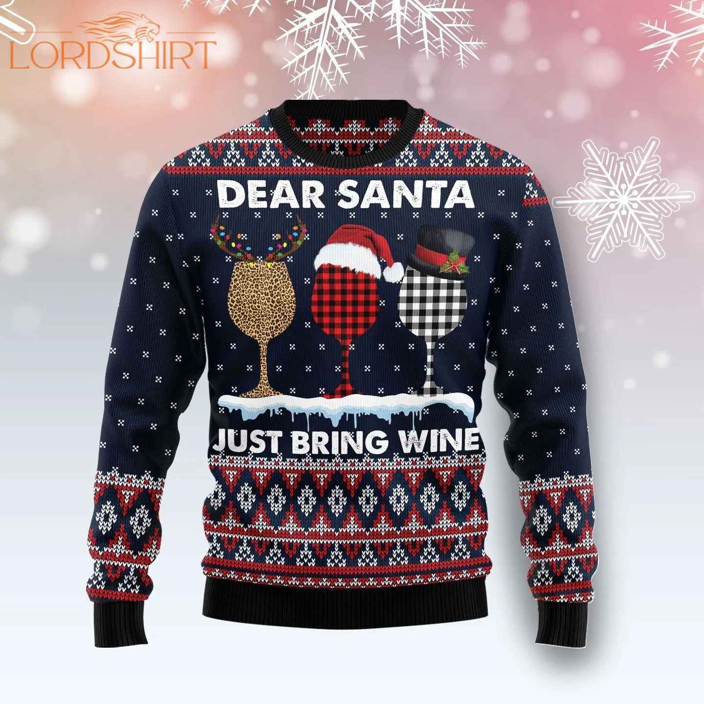 Santa Just Bring Wine Ugly Christmas Sweater