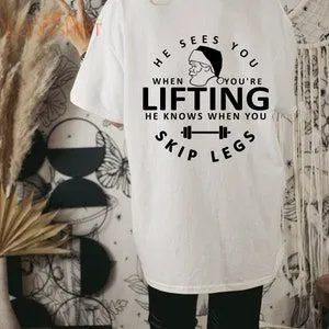 Santa Lifting Shirt. Santa Clause. Christmas T-shirt. Pump