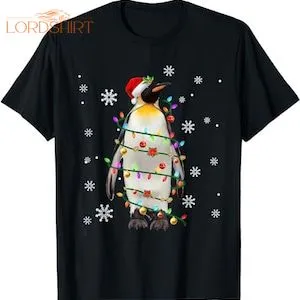 Santa Penguin Christmas Tree Light Pajama X-mas Matching