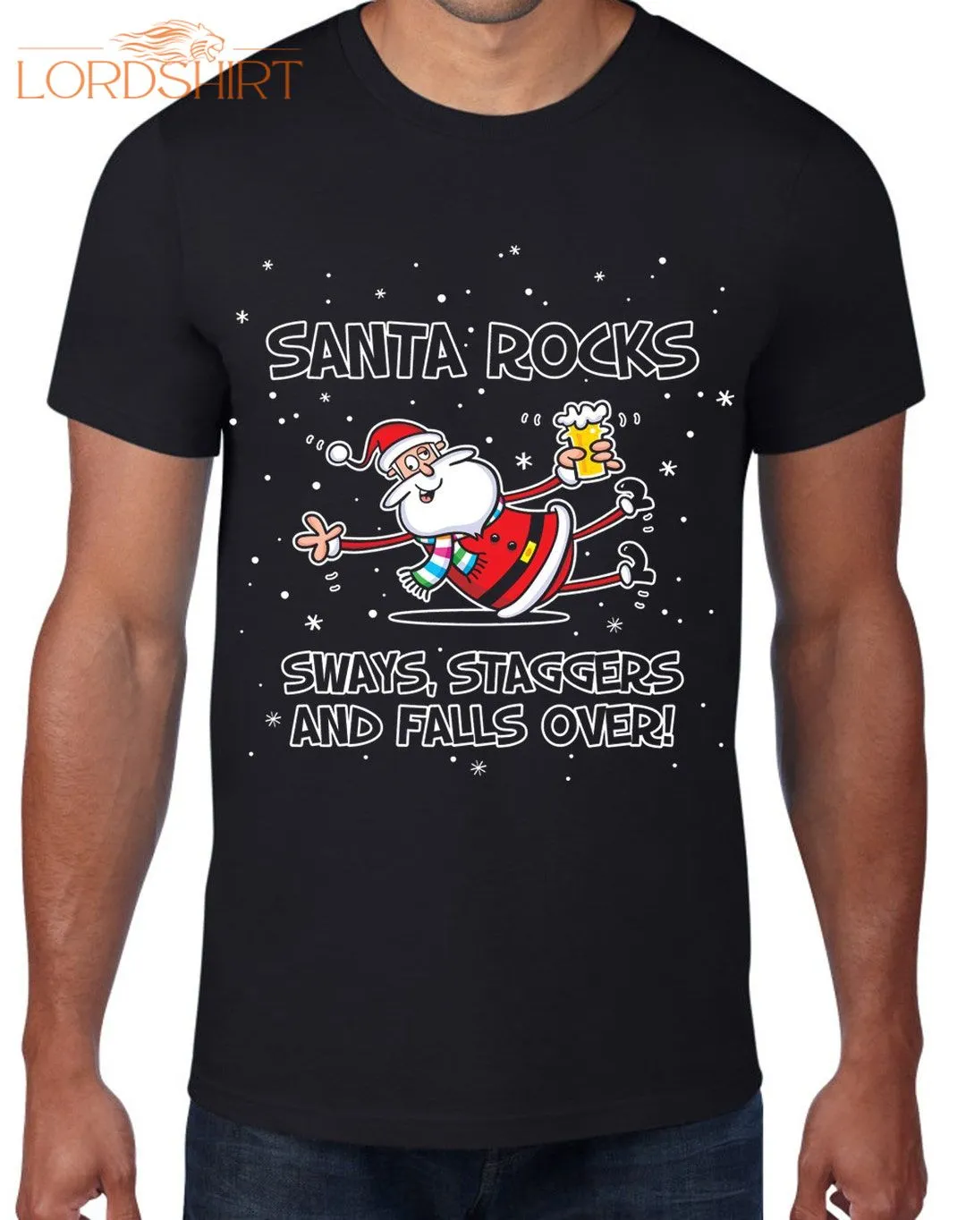 Santa Rocks Sway Staggers Men's Christmas T-shirt Funny