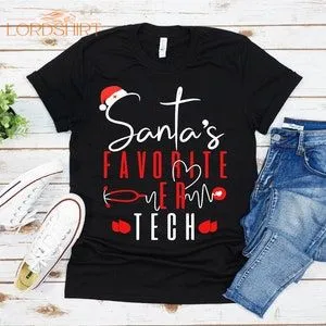 Santa's Favorite ER Tech Santa Christmas T-shirt For Men