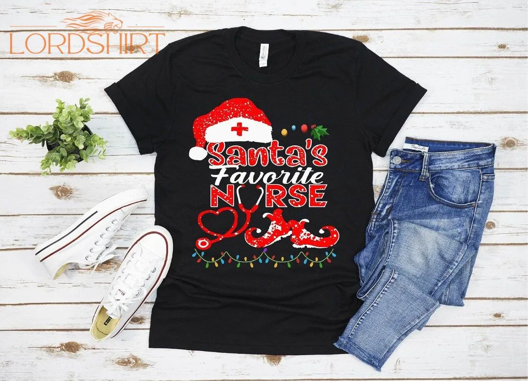 Santa's Favorite Nurse Christmas T-shirt For Men Women