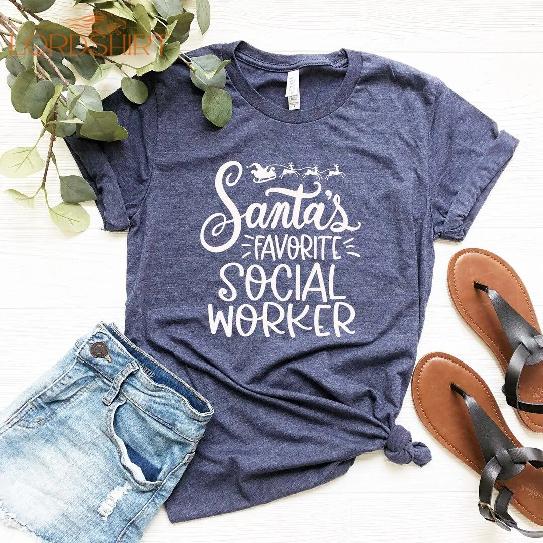 Santa's Favorite Social Worker Shirt Christmas T-shirt