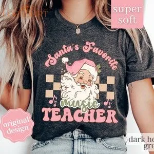 Santa's Favorite Teacher Shirt Christmas Music Teacher