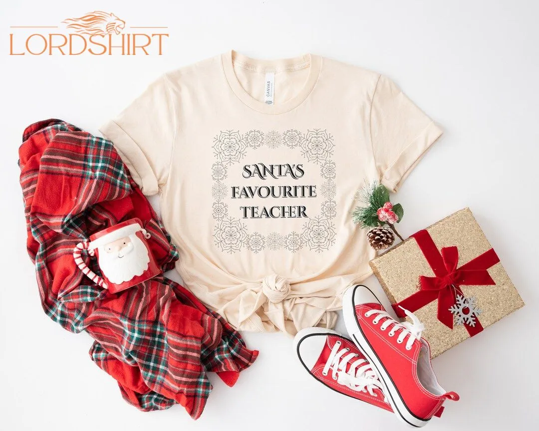 Santa's Favourite Teacher Christmas T Shirt Funny