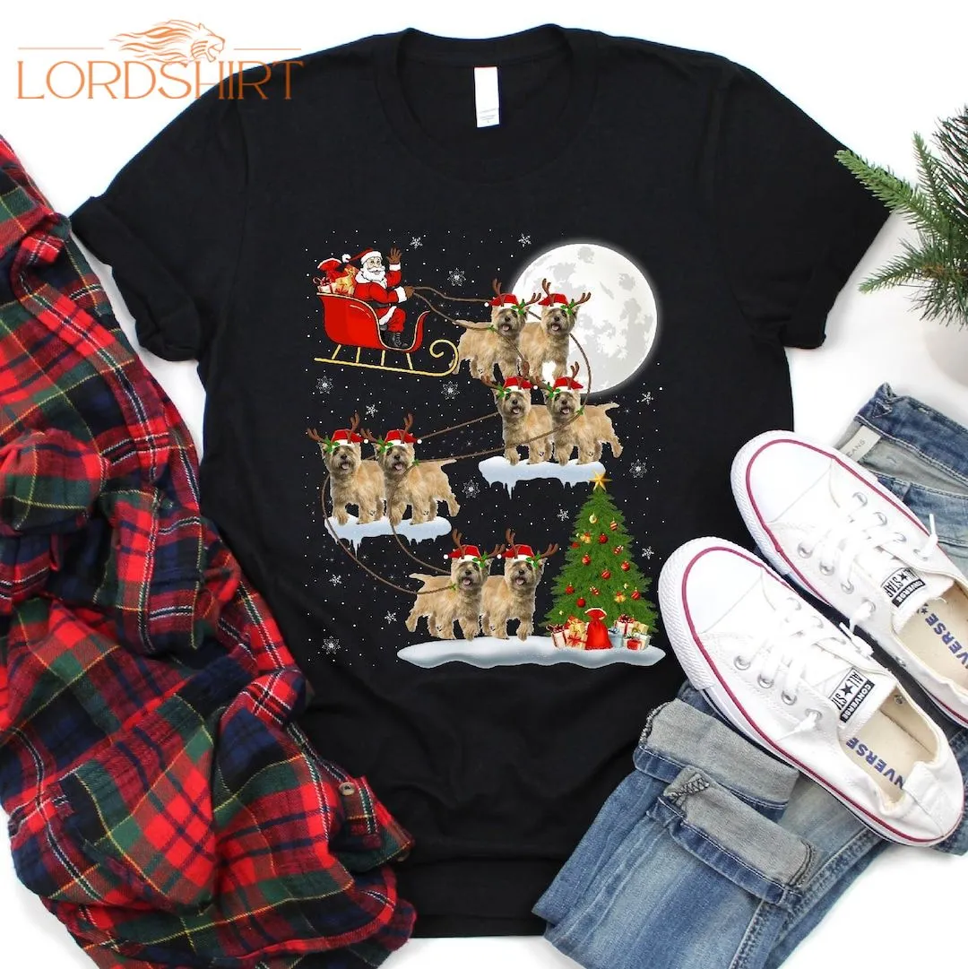 Santa Sleigh Cairn Terrier Christmas T-shirt For Men Women