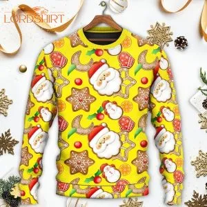 Santa Snowman Gingerbread And Sweets Ugly Christmas Sweater