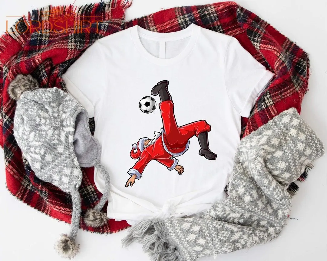 Santa Soccer Shirt Funny Footballer T-shirt Winter Holiday