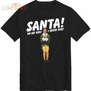 Santa T-shirt Funny Buddy The Elf Christmas Kids Mens Gift