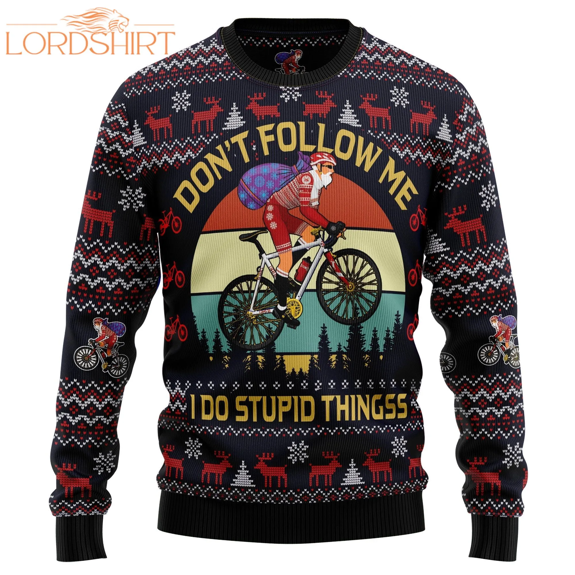 Satan Claus On Mountain Bike Ugly Christmas Sweater