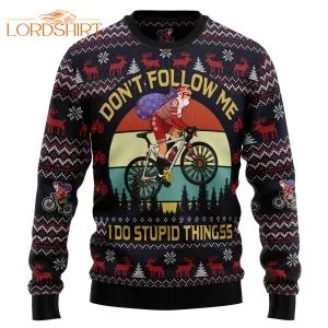 Satan Claus On Mountain Bike Ugly Christmas Sweater